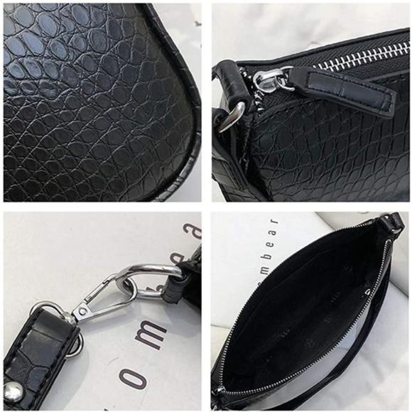 Retro Classic Clutch Shoulder Tote HandBag w Zipper Closure for Women Crocodile - Picture 5 of 5